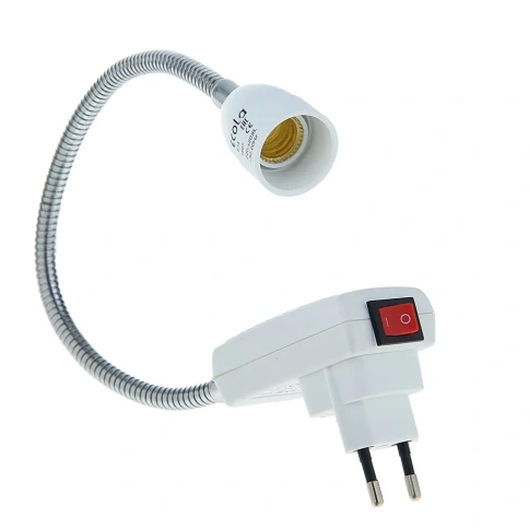 ECOLA переходник вилка-патрон с выключателем белый Е14 фото 1