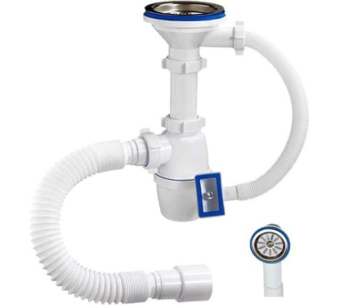 ORIO Сифон бутылочный 3 1/2"х40 мм, с переливом и гибкой трубой 40-40/5 А-45079  фото 1