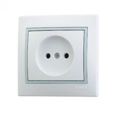 Lezard Розетка с/у 1гн. керамика б/з бел/сер Мира 701-0215-121 фото 1