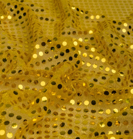 Трикотажн. полотно Пайетка МОНЕТКА , желтый.(100%полиэстер) фото 1