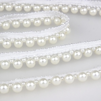 Бахрома-кант Больш./Малый жемчуг 1белый фото 1