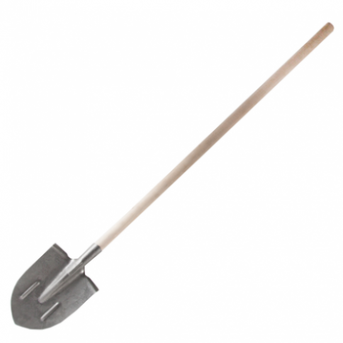 Лопата штыковая (К-4) серый-лак усил. с двумя пазами "рельсовая сталь" фото 1