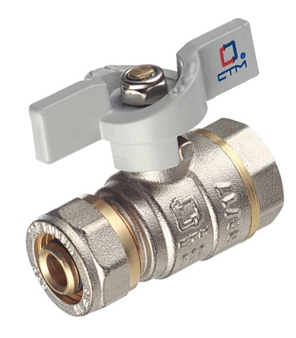 Кран шаровый для м/п трубы 3/4"*16  вн/ц никель фото 1