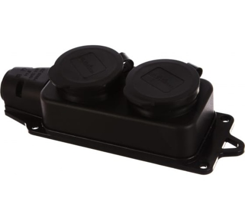 Колодка на 2 роз. с заглушками  каучук 16А 250В UNIVersal 1027 фото 1