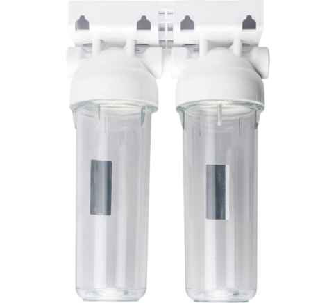 Фильтр для воды ДВОЙНОЙ 1/2 магистрал. д/ хол.воды прозрачный 10" KSBP 1/2 DUO фото 1