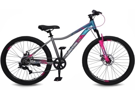 Велосипед 26" LETO ALMA, сталь, рама 15", 7-ск, серый/синий С26023 фото 1