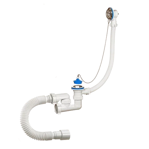 ORIO Сифон для ванны 1 1/2"*40, регулируемый с гибкой трубой 40-40/50 и переливом 80089 фото 1