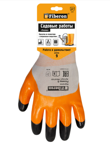 Перчатки "Для садовых работ: ПЧЕЛКА", полиэстер, нитрил. покрытие 9(L) PR-NT101 фото 1