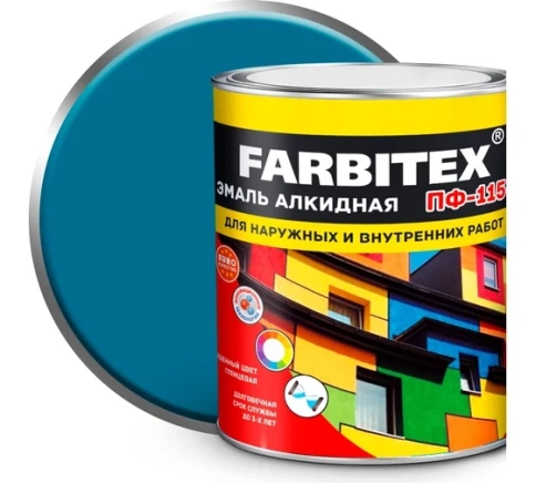 FARBITEX Эмаль алкидная ПФ-115 голубая 1,8кг фото 1