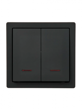 Lezard Выключатель о/у 2-х кл черный бархат с подсветкой LETO 752-4200-112 фото 1