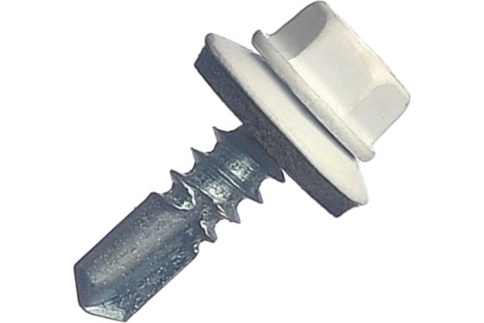 Шуруп кровельный оцинкованный 5,5х19 RAL9003 сигнально-белый фото 1