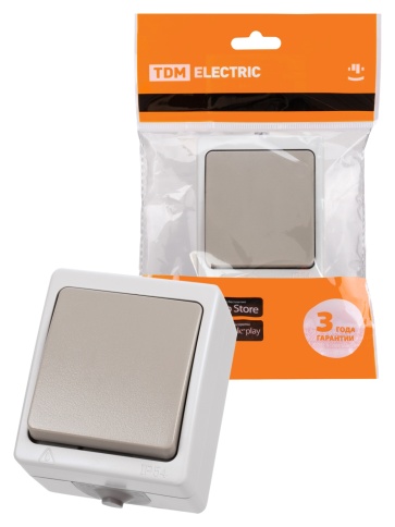 Выключатель откр.установки 1 кл.10А серый Вуокса SQ1803-0003 фото 1