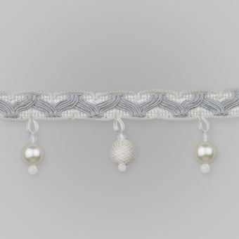 Бахрома с бусами молочный 2017-3(5см/12м) фото 1