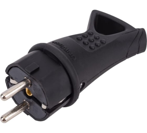 Вилка электрическая однофазная с ушком (каучук) UNIVersal 0003 фото 1