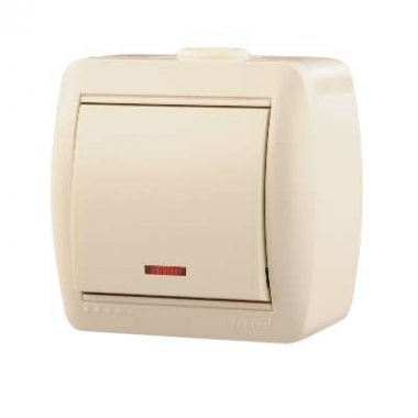 (!) Lezard Выключатель о/у 1кл с подсветкой крем Ната 710-0300-111 фото 1