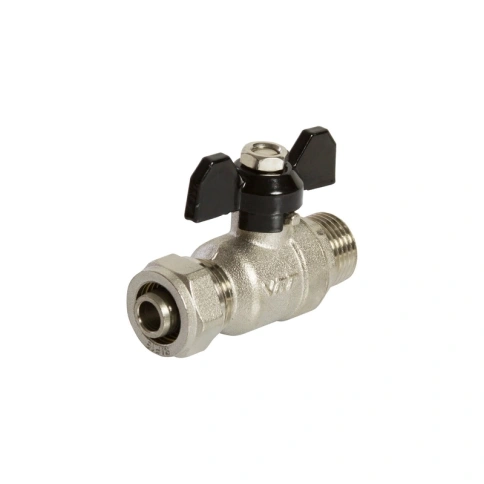 Кран шаровый для м/п трубы 1/2"*16  нар/ц никель фото 1