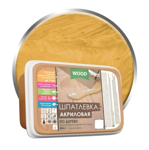 FARBITEX ПРОФИ GOOD FOR WOOD Шпатлёвка акриловая по дереву 0,8кг сосна фото 1