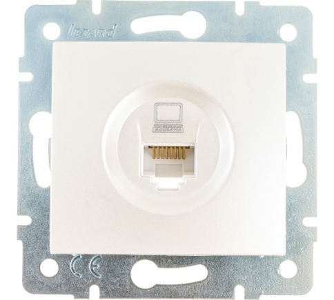 Lezard Механизм розетки с/у КОМПЬЮТЕР RJ45 термопласт жем/бел перламутр KARINA 707-3088-139 фото 1
