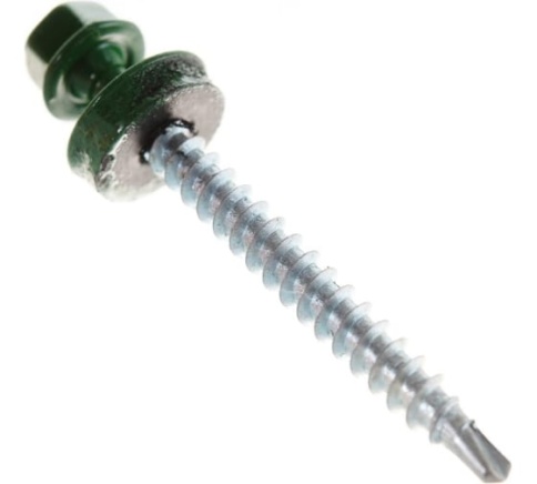 Шуруп кровельный оцинкованный 4,8х70 RAL6002 светло-зеленый фото 1