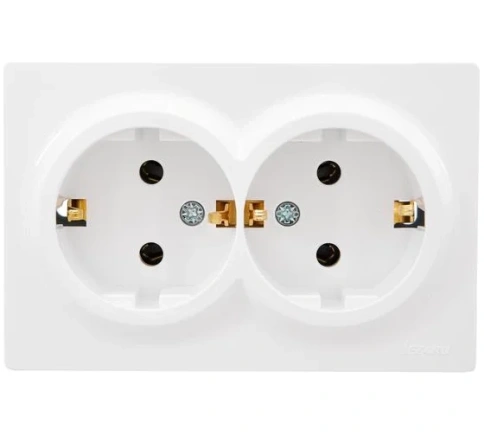 Lezard Розетка o/у 2-х мест. с/з закрытый корпус белый  LETO 752-0200-127В фото 1