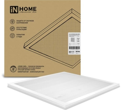 Панель светодиодная универсальная ДВО-02 36Вт ПРИЗМА 230В 6500К 4020Лм 595х595х19мм фото 1