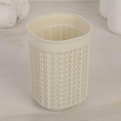Стакан "Вязание" Белый Ротанг 85х85х120мм М2237 СБ фото 1