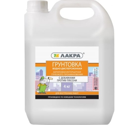 Грунт интерьерный глубокого проникновения пр. плесени Лакра 4кг фото 1