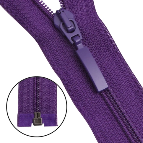 Молния декоративная №3, 70см, 2 бегунка фиолетовая фото 1