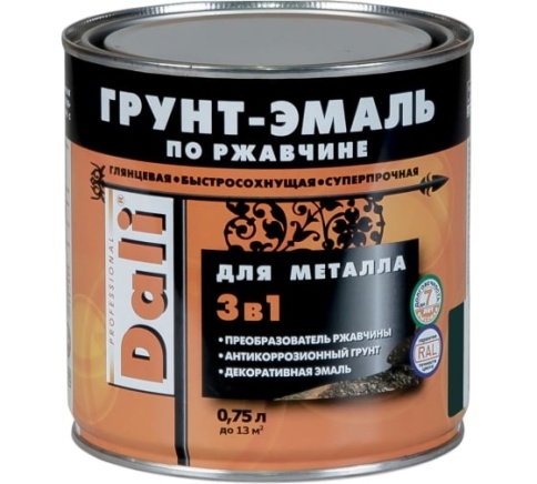 Грунт-эмаль по ржавчине RAL9006 серебристый алюминий 2л "DALI" фото 1