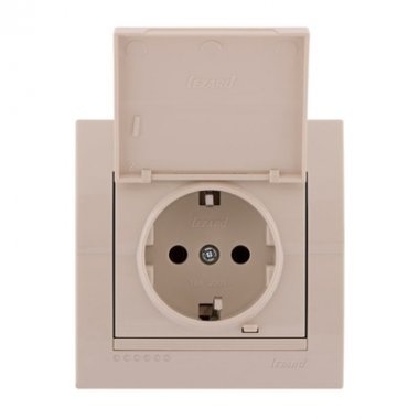 **Lezard Розетка с/у 1гн. керамика с/з крем с крышкой DERIY 702-0303-123 фото 1