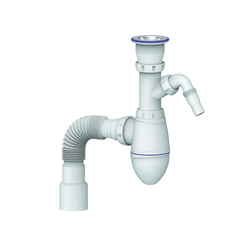 А320V Сифон 1 1/2"*40 с носиком, с гофрой 40*40*50 фото 1