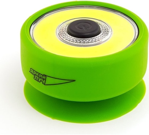Фонарь ЯРКИЙ ЛУЧ L-210 "Лягушка"зеленый на присоске, СОВ-диод 210лм на 3хААА фото 1