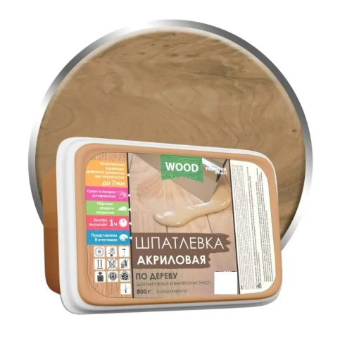 FARBITEX ПРОФИ GOOD FOR WOOD Шпатлёвка акриловая по дереву 0,8кг орех фото 1