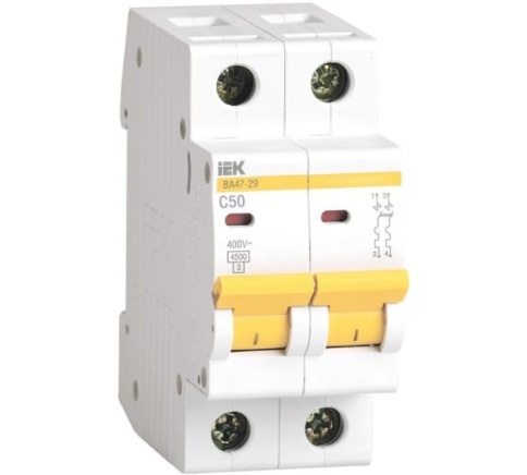 Выключатель автоматический 2-пол.  50A 4,5кА ВА47-29 х-ка С (ИЭК) фото 1