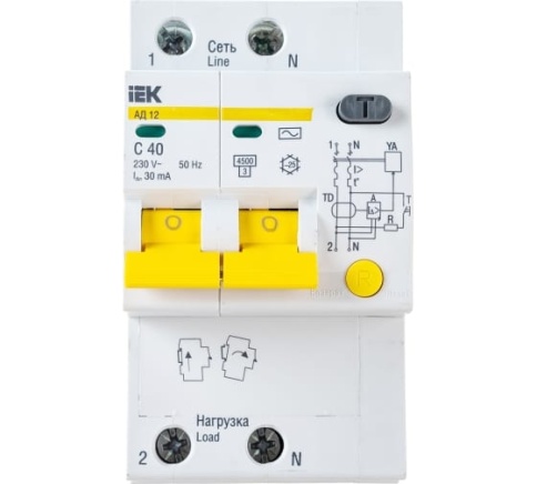 Диф.автомат АД12 2Р 40А 30мA ИЭК фото 1