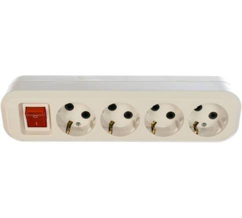 Колодка удлинителя 4-местная з/к бел. S304 с выкл. фото 1