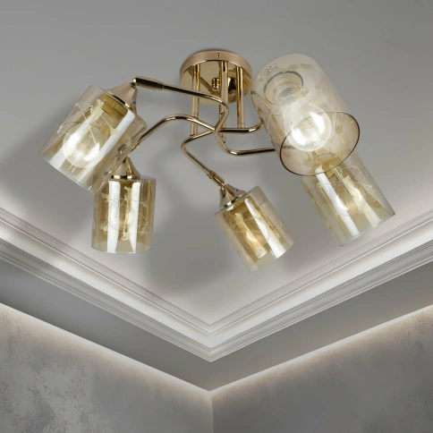 Люстра XA1631A/5 FGL золотой E27 фото 1