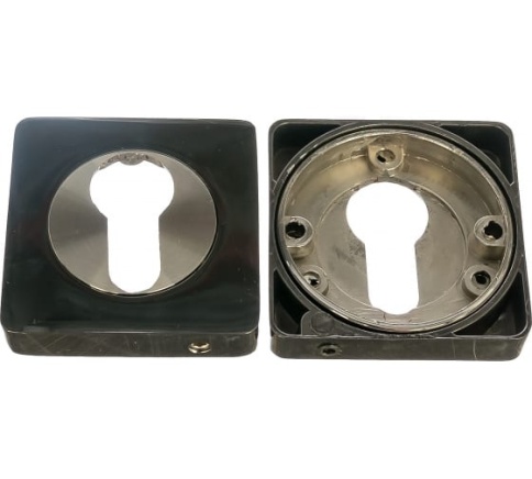 Накладка на цилиндр квадратная  PUERTO ET AL 02 BN/SN черный ник/ник.мат фото 1