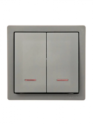 Lezard Выключатель о/у 2-х кл платина с подсветкой LETO 752-3500-112 фото 1