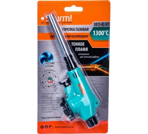 Горелка газовая, пьезоподжиг(курок), тонкое пламя, защита от ветра, 5015-KL-07 Sturm фото 1