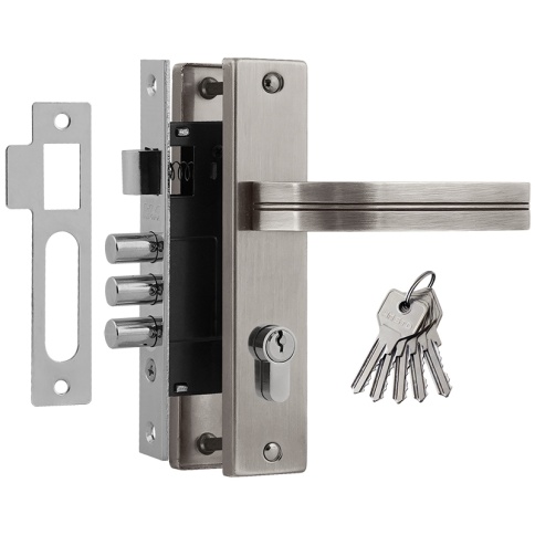 Замок врезной 706К-61,5 мм (матовый никель) фото 1