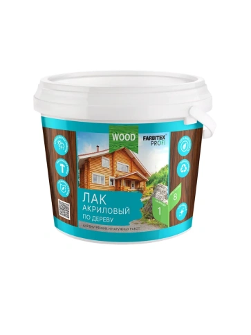 FARBITEX ПРОФИ  WOOD Лак акриловый унив.по дереву 3л фото 1