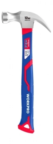 Молоток с гвоздодером и фибергл. рукояткой 337г WORKPRO (WP241010) фото 1