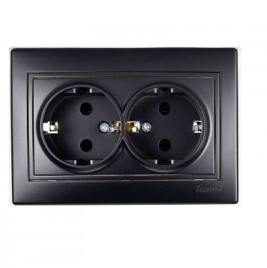 Lezard Розетка с/у 2гн. керамика с/з чёрный бархат Мира 701-4242-127 фото 1