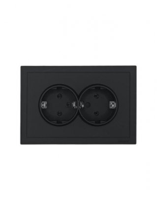 Lezard Розетка СП 2гн. б/з черн.бархат  ZIMA 704-4200-128BQC фото 1