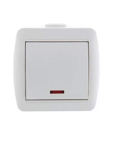 (!) Lezard Выключатель о/у 1кл с подсветкой белый Ната 710-0200-111 фото 1