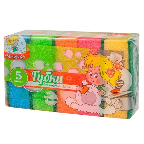 Губка д/посуды "Умничка" Стандарт 5шт. 90*60*25 MPU0458 фото 1