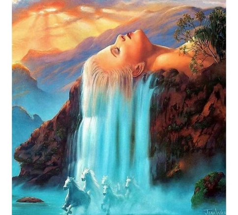 Шторка для ванной Фотопринт 180х180 Девушка-водопад YQL-DX-007 без колец фото 1