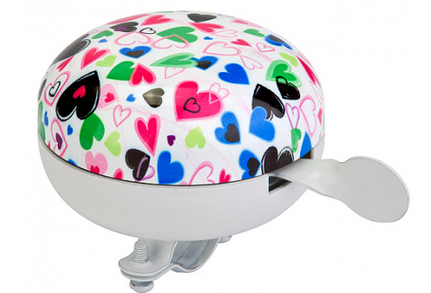 Велосипедный звонок модель 57R-02 "Сердечки" 80 мм алюминий/сталь, арт.210153 фото 1