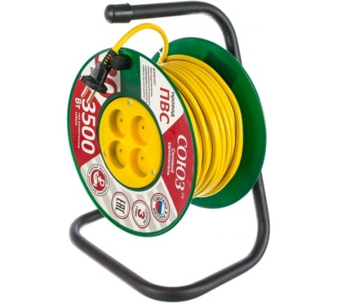 Удл-ль на катушке 4х30м без заземл. 10А IP20 3,5кВт Союз 481S-3303 2х1,5 фото 1